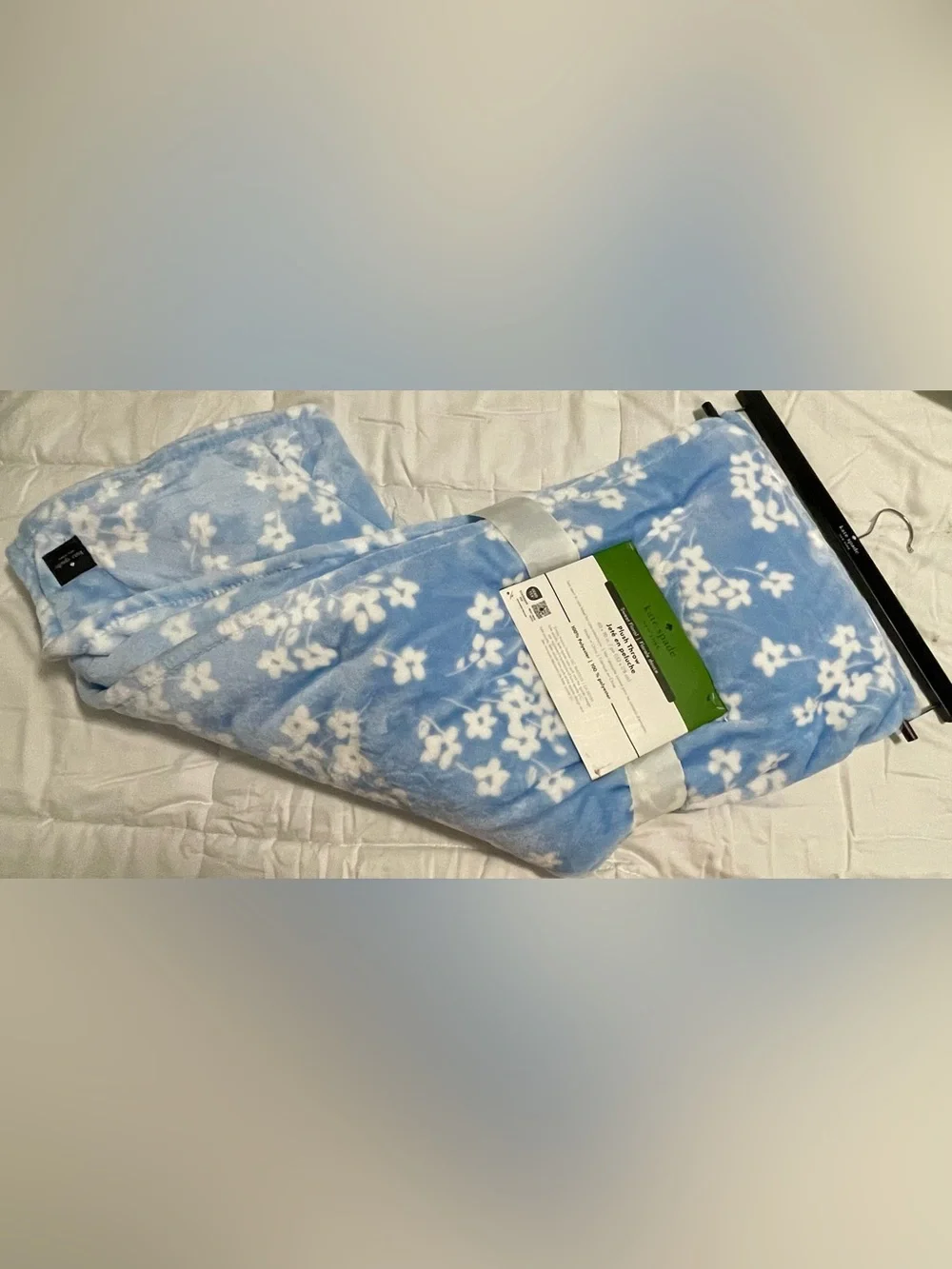 Kate Spade New York Sweet Floral Plush Throw 60x70 Light Blue New